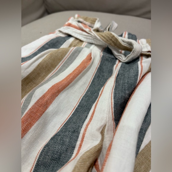 Madewell Huston Linen Blend Pull-On Striped Crop Pants Women's Size M - Picture 14 of 14